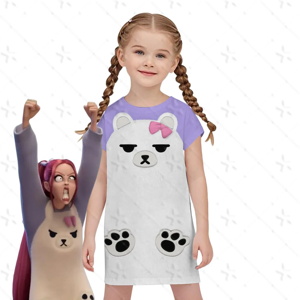 

Kids KPop Demons Hunter Rumi Mira Zoey Halloween Cosplay Costume Pajamas Night Sleep Dress T Shirt Shorts Sleepwear Outfit