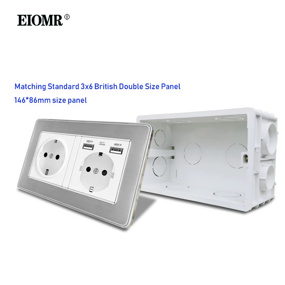 EIOMR White 146 Type Mounting Back Box Adjustable Internal Cassette Junction Box for 146mm*86mm Wall Switch and Standard Socket