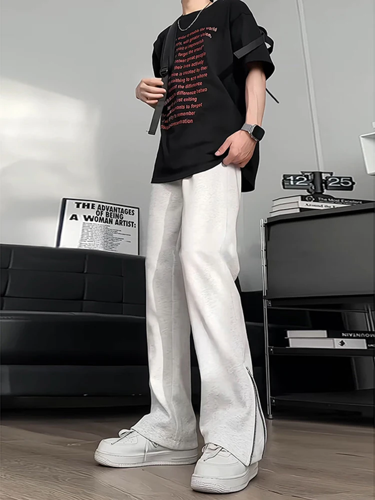 

Мужские повседневные брюки прямого кроя, осенние свободные удобные спортивные штаны в американском стиле High Street, брюки с боковой молнией