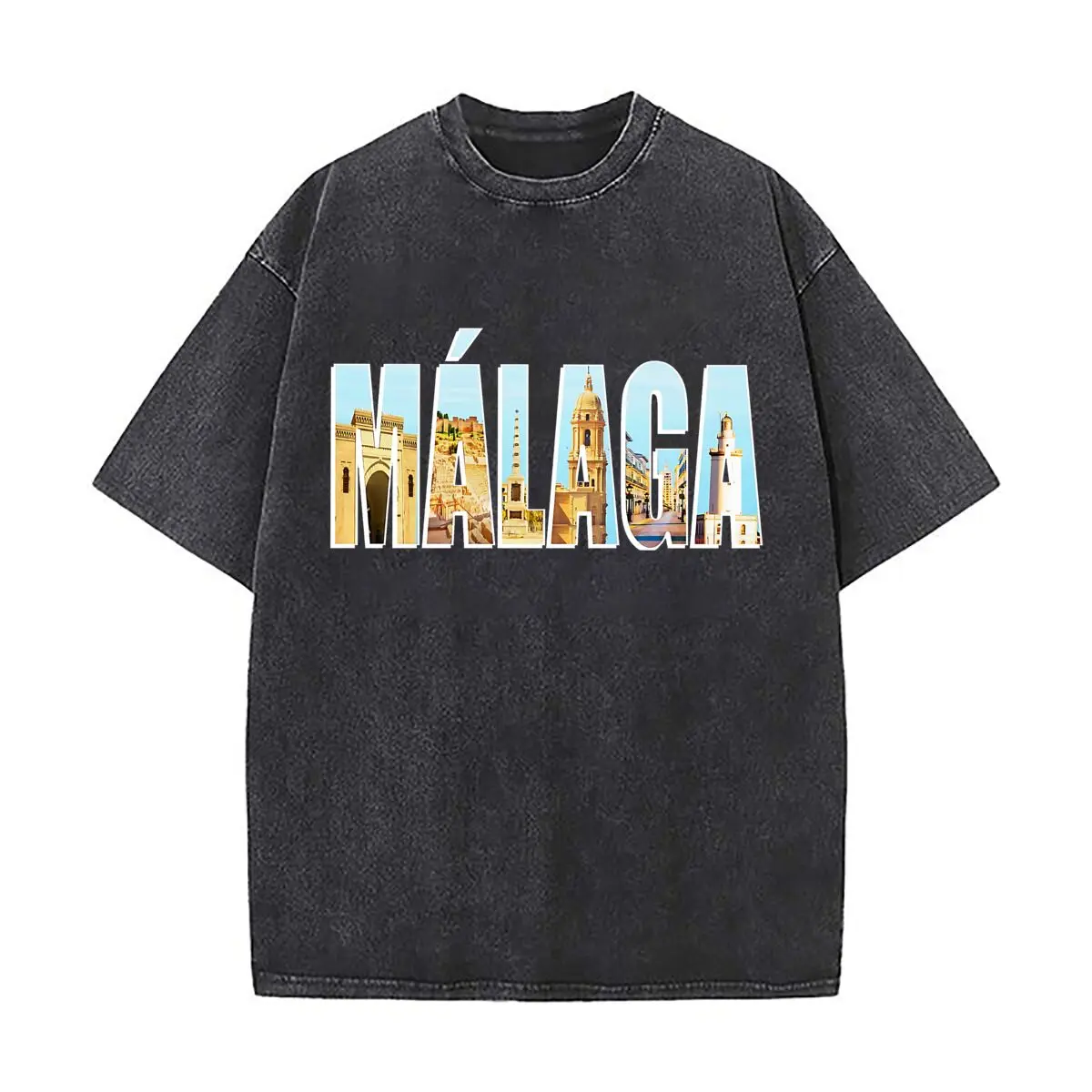 Дышащий хлопковый топ с короткими рукавами Málaga Travel Art Sports Casual, с эффектом потертости и стирки
