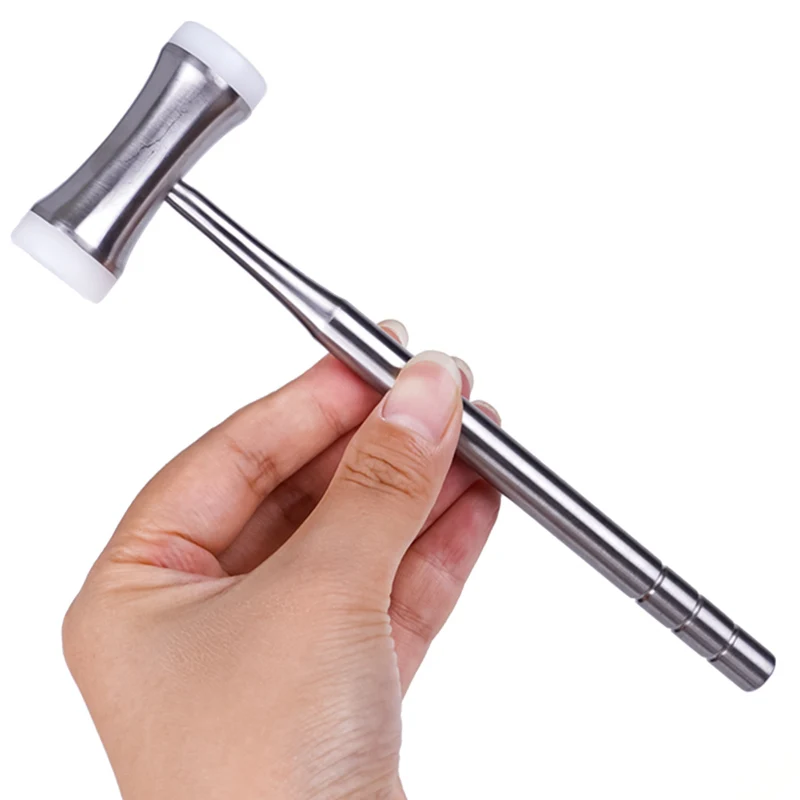 Dental Bone Hammer Stainless Steel Handle Teeth Surgical Extraction Tool Dentist Instrument Double-head Nylon Dental Bone Hammer