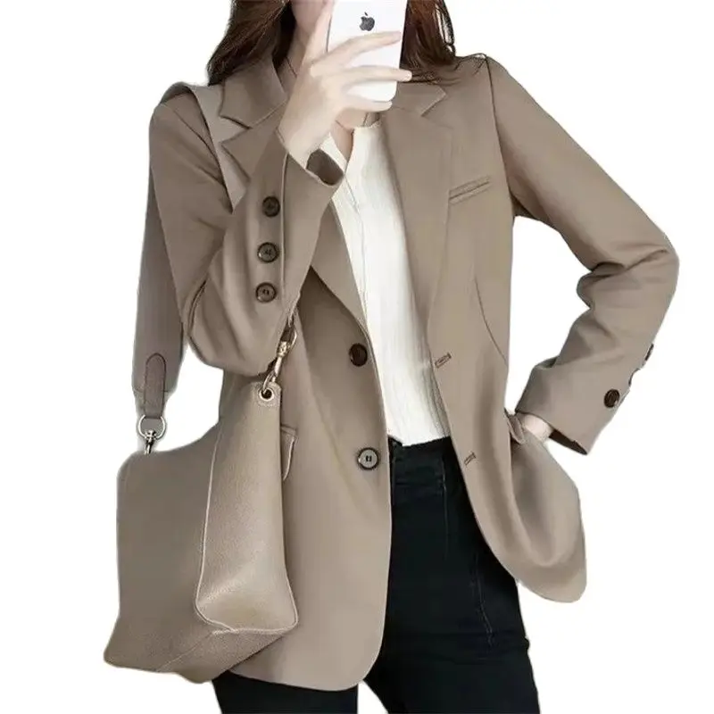 

Casaco Feminino Chic Casual Women's Blazer Female 2022 New Spring Autumn Suit Jacket Fashion Single-Breasted Slim Coat Tops