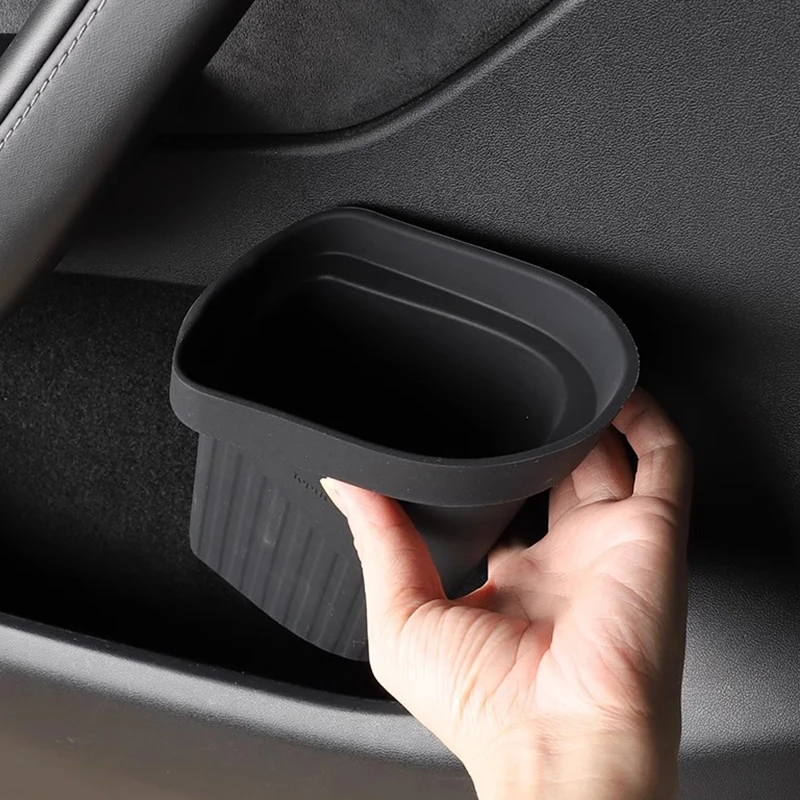 For Tesla Model 3 Y 2025 Car Door Trash Can Eco-Friendly Silicone Door Storage Box Waterproof Garbage Can 2024 Car Accessories