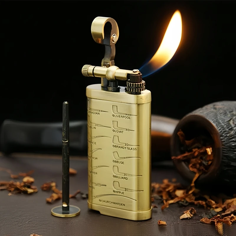

Advanced Vintage Diagonal Fire Pipe Lighter Creative Grinding Wheel Lighter High-end Men's Smoking Gift Cigarette Accessories