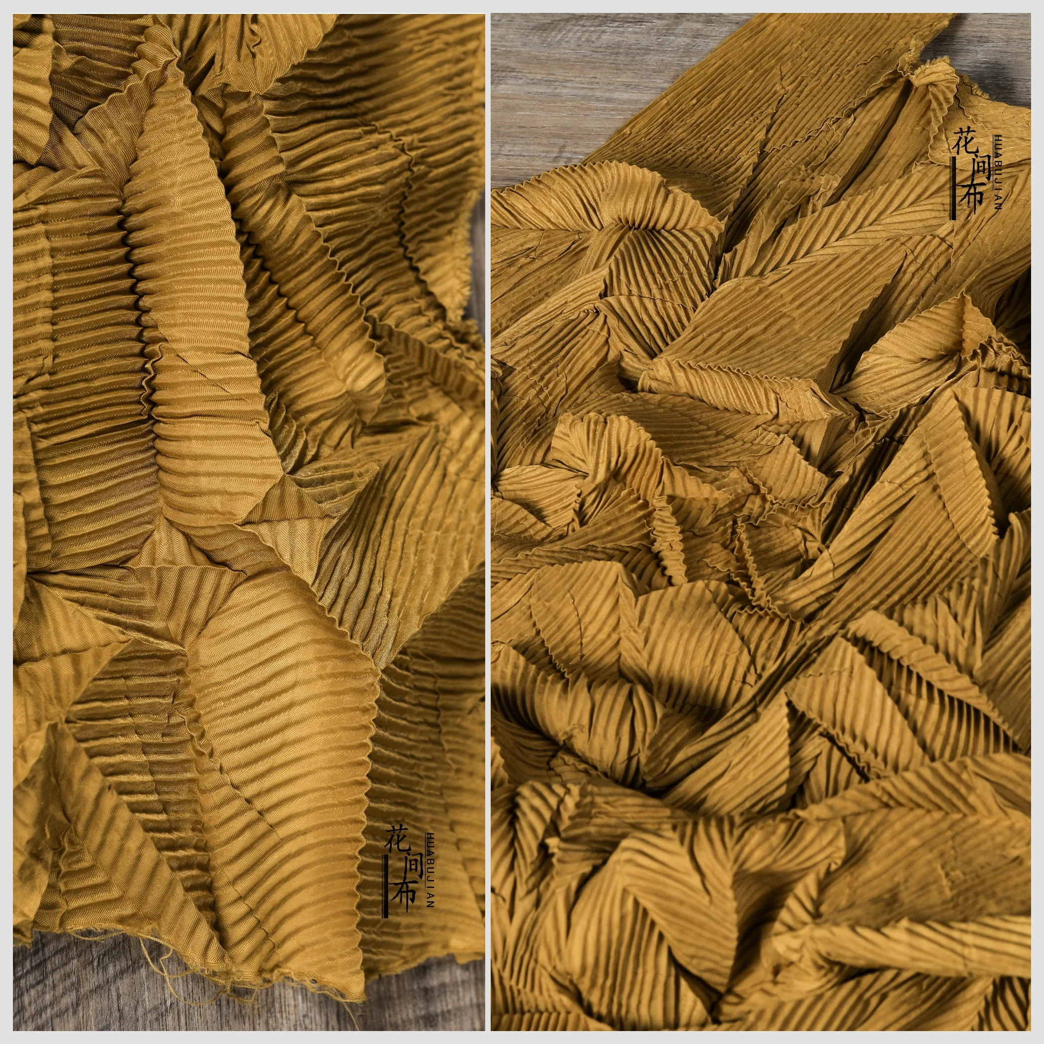 Yellow Louver Pleated Irregular Fabric 3D Texture Plastic Decoration Background Print Handmade DIY Design Material