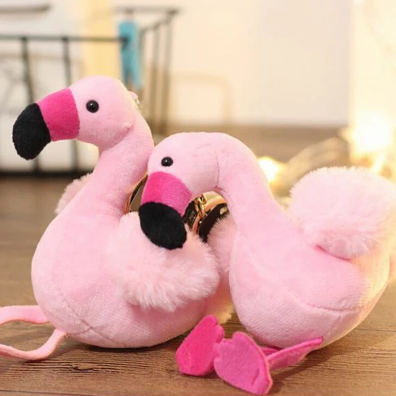 Lovely Flamingo Plush Toy Keychain Ring Pendant Soft Toy Key Ring Backpack Decor