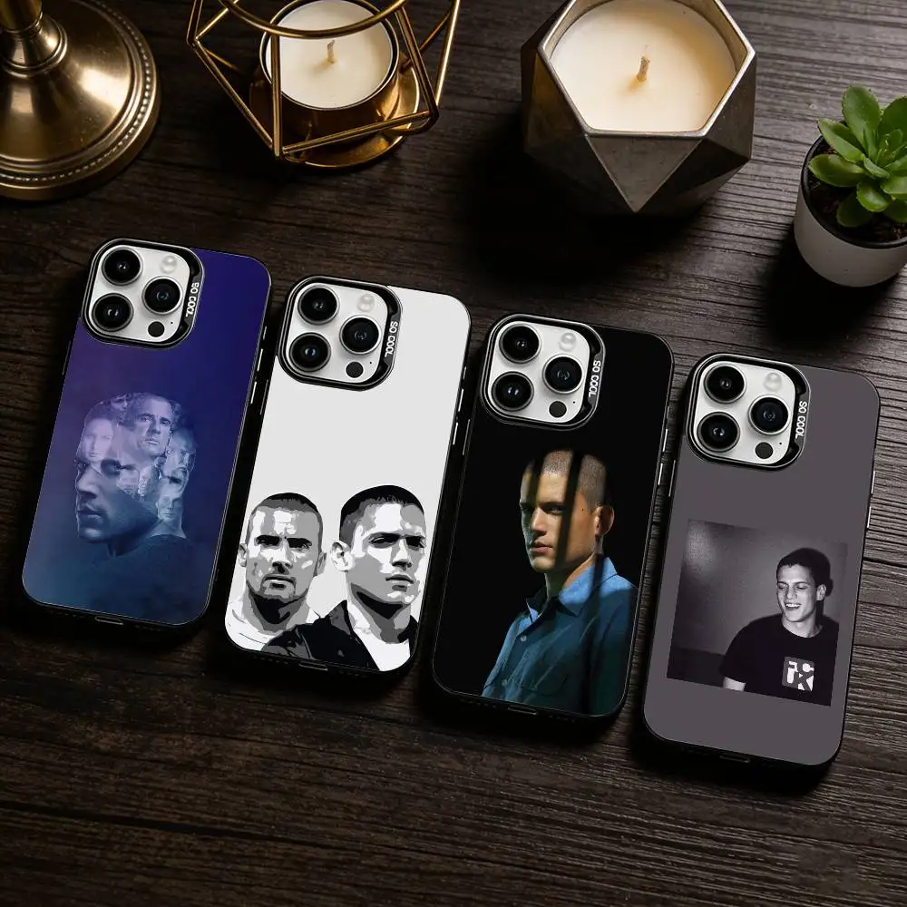 

M-Michael P-Prison Break Phone Case For iPhone 17,16,15,14,13,12,11 Plus,Pro Max,XS,Colored silver phone case