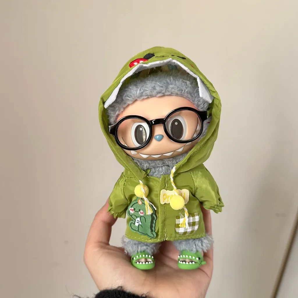 17cm Mini Plush Doll'S Clothes Outfit Accessories For Korea Kpop Exo Labubu Idol V1 V2 Dinosaur raincoat set Clothing Gift