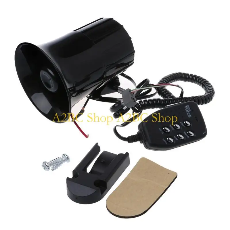 A2BC Car Security System 6 Tone Warning Alarm Horn Speaker MIC System Universa
