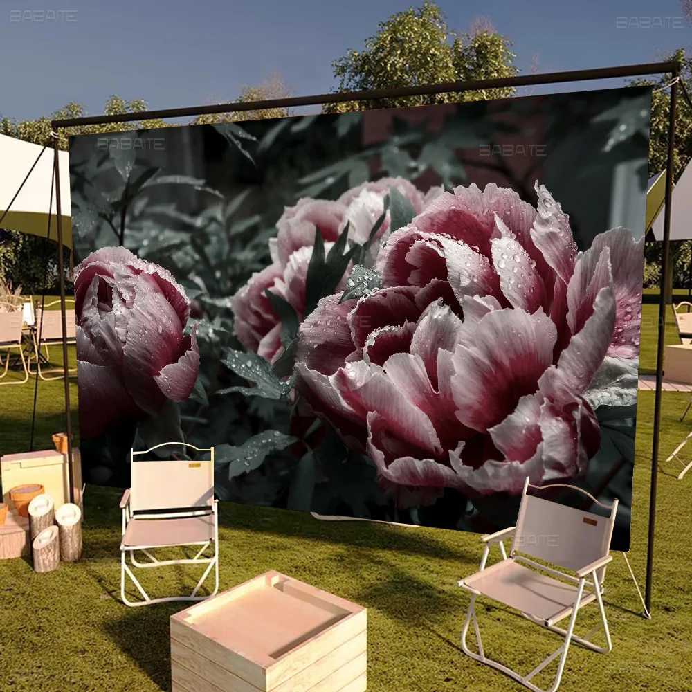 Peony Flower Printed Large Flag Art Science Fiction Room Home Decor Decor Banner