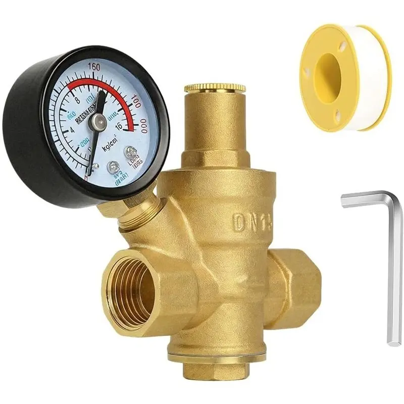 AT69 -Brass Pressure Reducing Valve,DN15 Water Pressure Regulator With Hex Key Tape Gauge Included