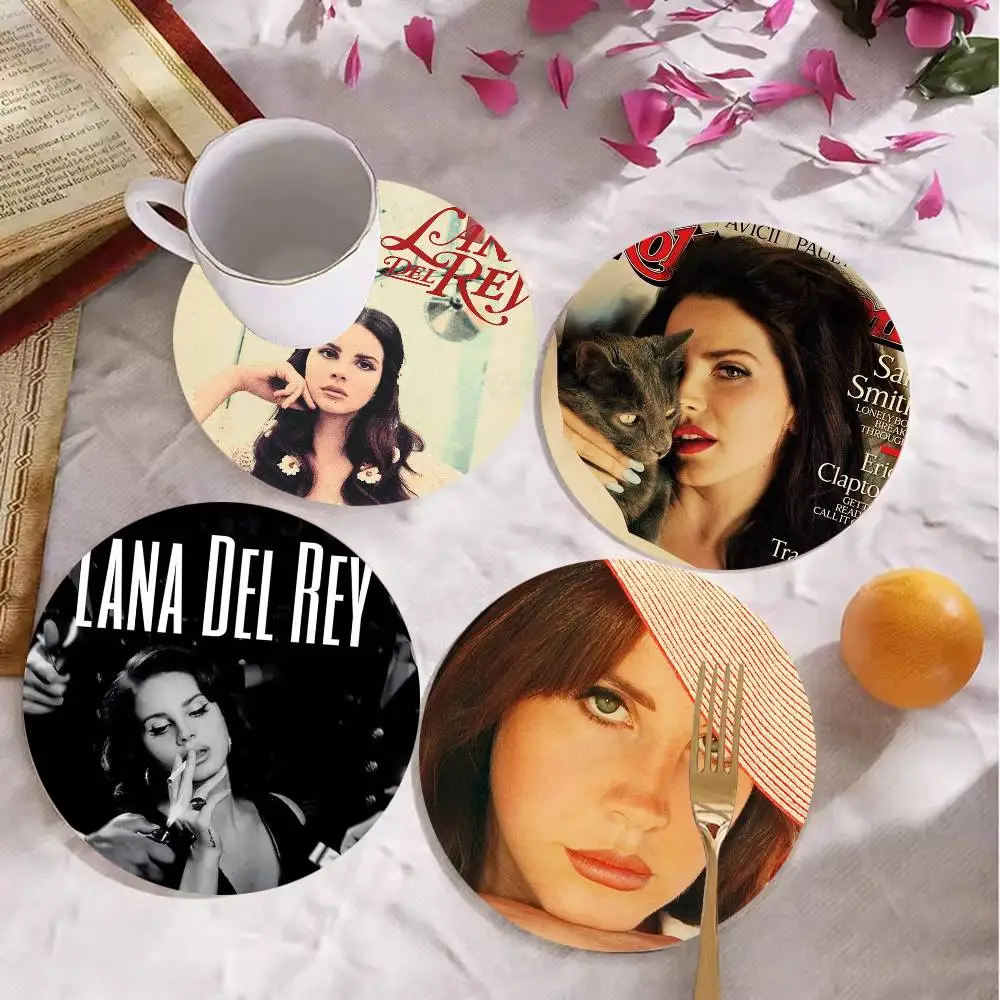 Grammy Classic Music L-Lana D-Del Rey Themed Wooden Coaster Non-Slip Heat-Resistant Fun Dining Table Decoration Cafe Restaurant