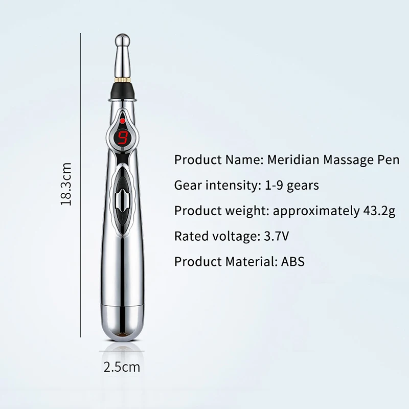 1Pc Electric Massage Pen Adjustable For  Hand Massage Press And Relax Muscles, Battery Powered Silver.