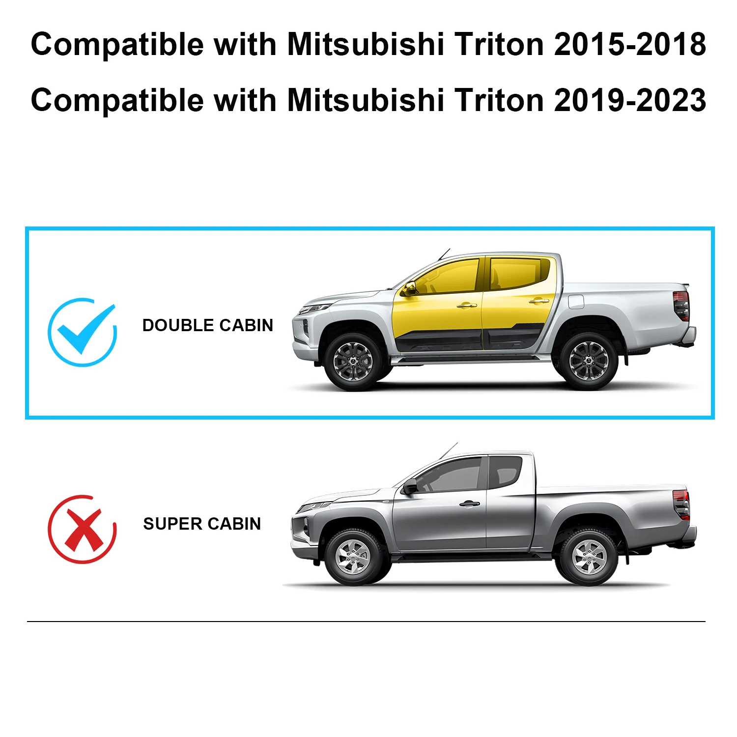 Car Side Door Molding Body Cladding Guard For Mitsubishi Triton L200 2015-2018 2019-2023 Black Double Cab Pickup Truck Accessori