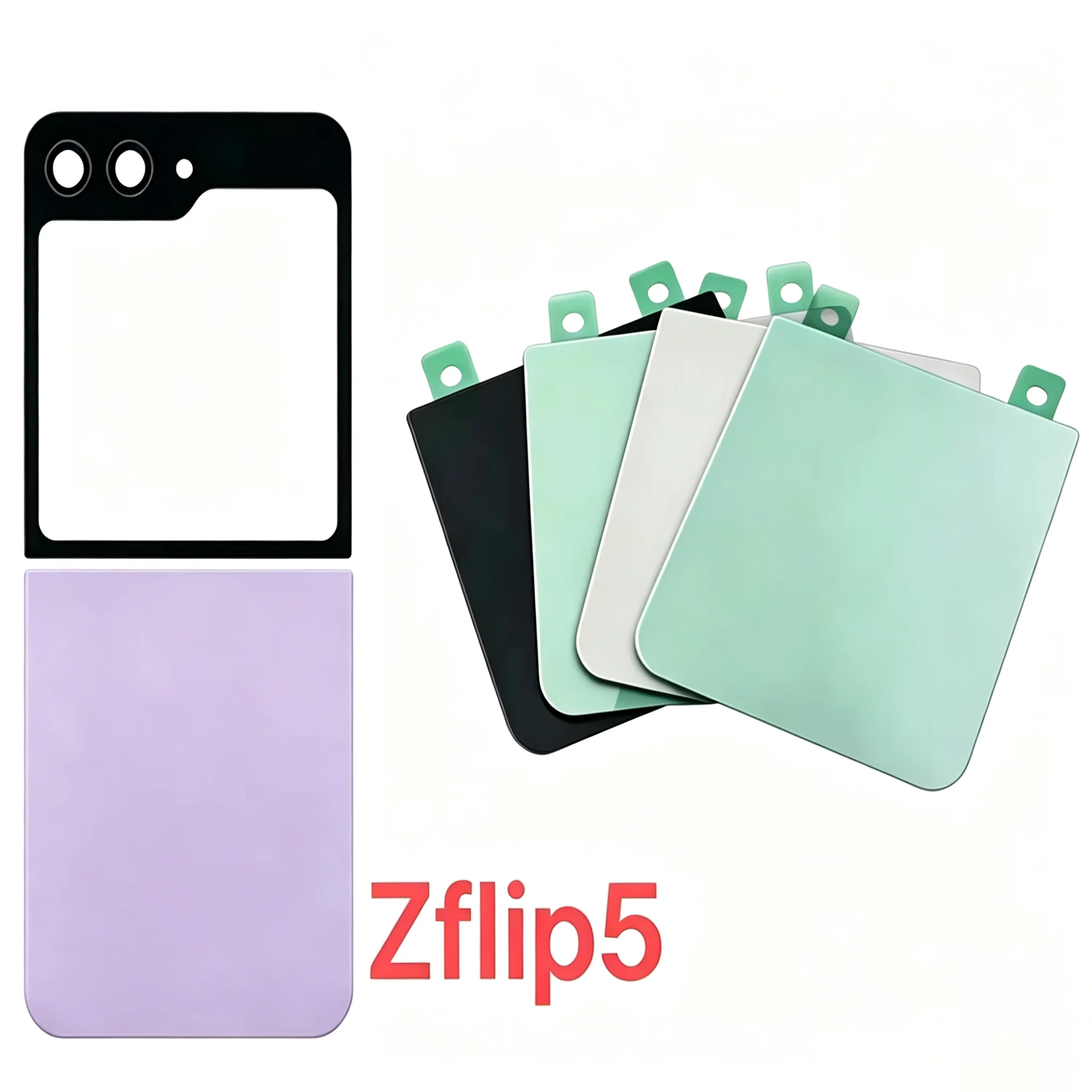 Glass Panel For Samsung Galaxy Z Flip5 Flip 5 F731B Back Battery Cover Door Rear Housing Cover Replacement Case With Camera Lens
