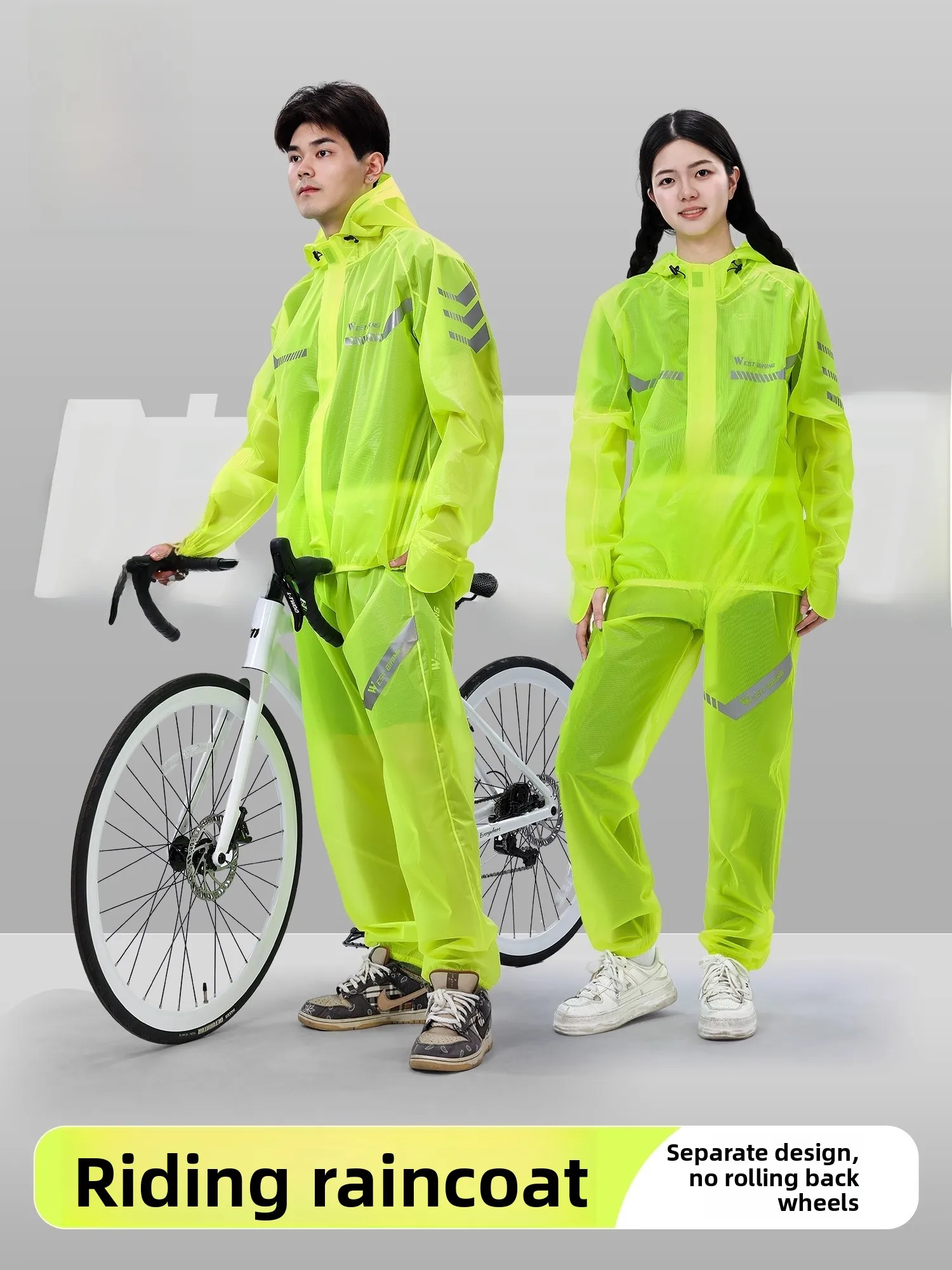 west-biking-ユニセックス-サイクリング-レインコートとパンツ-オートバイ用-反射防止-防水-濃雨対策-自転車用ライディングギア