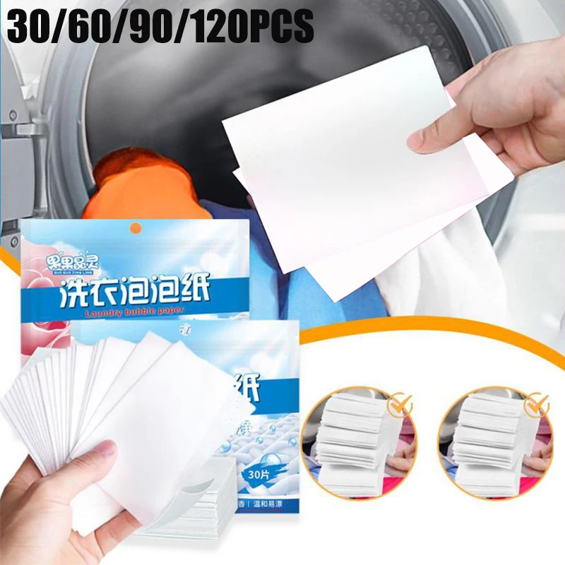 120PCS Concentrated Laundry Tablets Decontamination Laundry Detergent Soap Paper Washing Machine Strong Clothes Cleaning Sheet