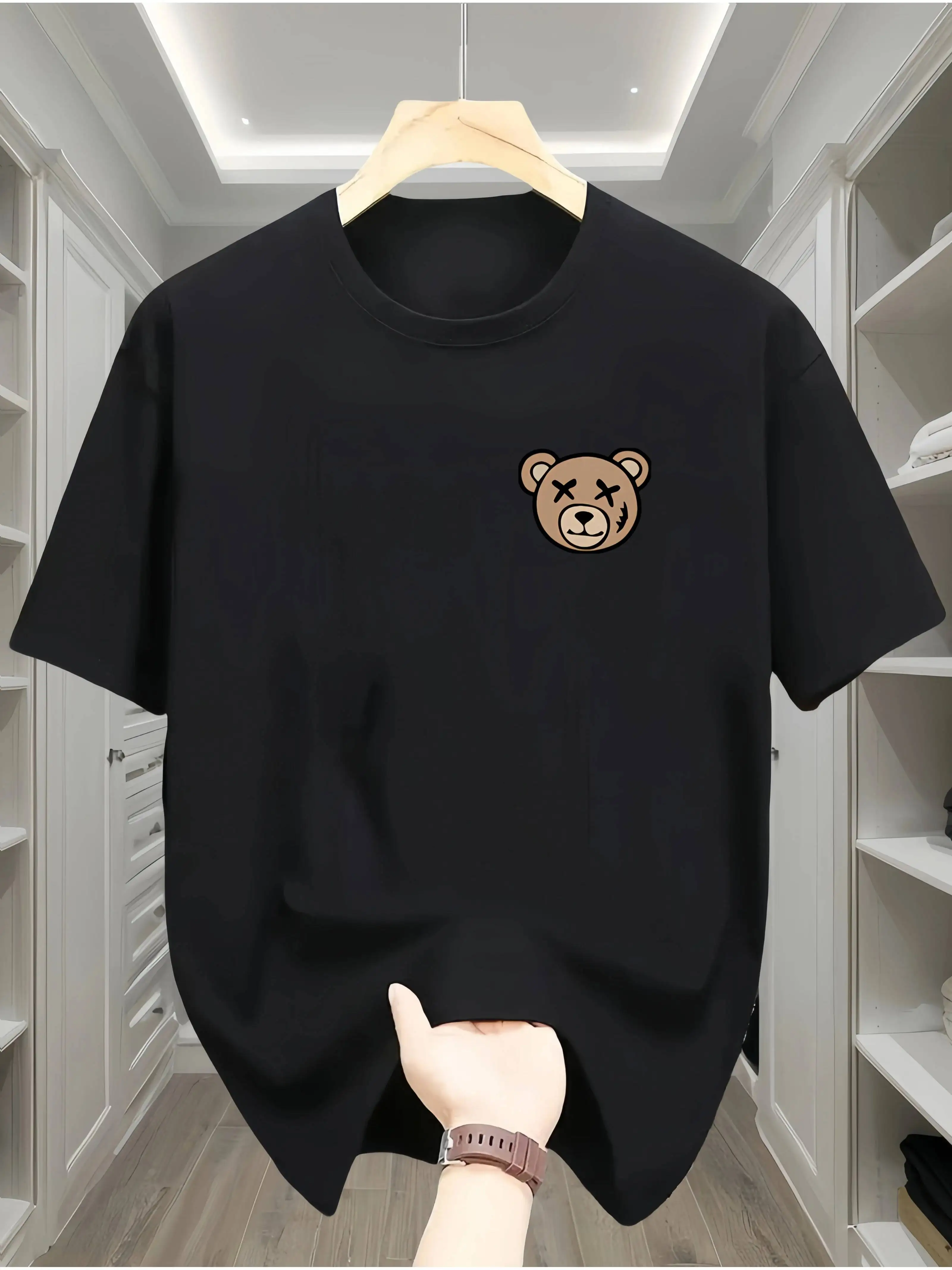 Summer Men's Cartoon Bear T-Shirt Comfortable Loose Soft Sporty Simple Street Style Original Dojo Trend Breathable 100% Cotton