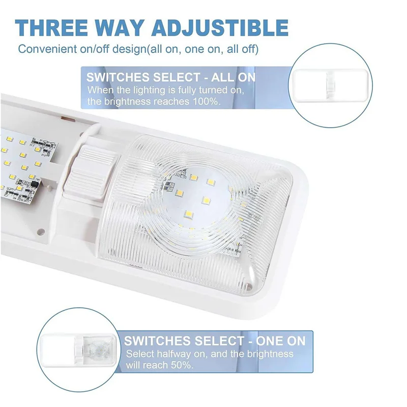 RV Light Ceiling Double Dome Light Fixture Interior Lighting For Car/RV/Trailer/Boat