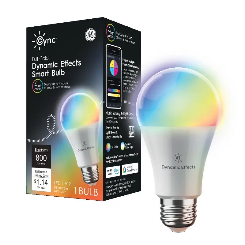

Smart LED Color Changing Bulb A19 800LM WiFi App Control Music Sync Alexa Google Home Compatible RGBW Dynamic Effects Light Bulb