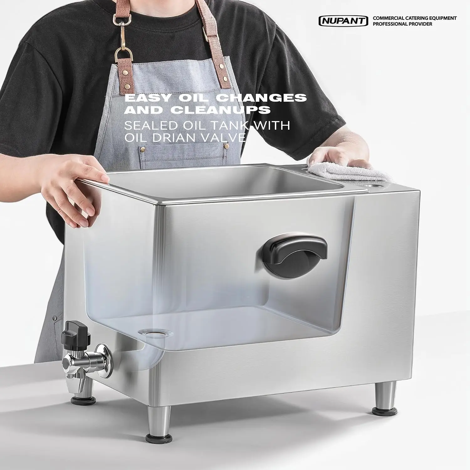 ^25.3QT/24L Commercial Deep Fryer with Oil Filtration and Timer Electric Deep Fryer with 2 Baskets and Lids Dual Tank Stainless 5