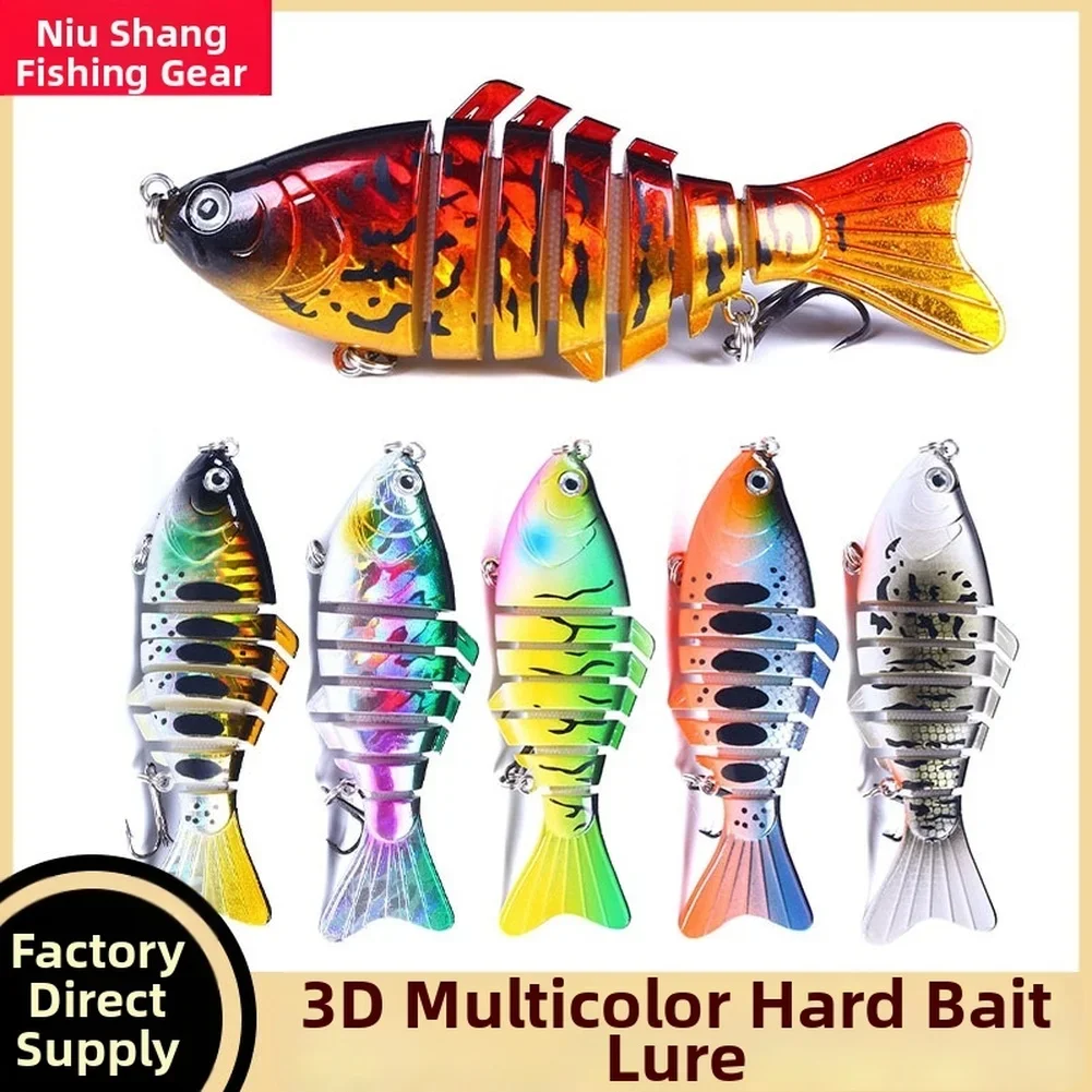 

1/6pcs Fishing Sinking Lures Flexible Multi-section Artificial Hard Baits Multi-Color Hard Fishing Lure With Hook Fishing Tackle