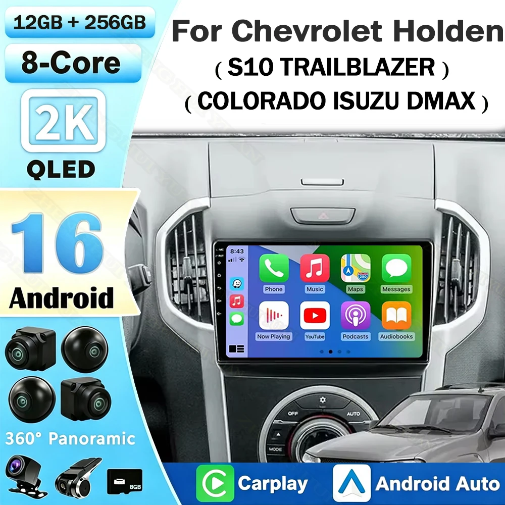 Android 16 CarPlay&Auto For Chevrolet Holden S10 TRAILBLAZER COLORADO ISUZU DMAX Car Radio Stereo GPS Navigation Multimedia