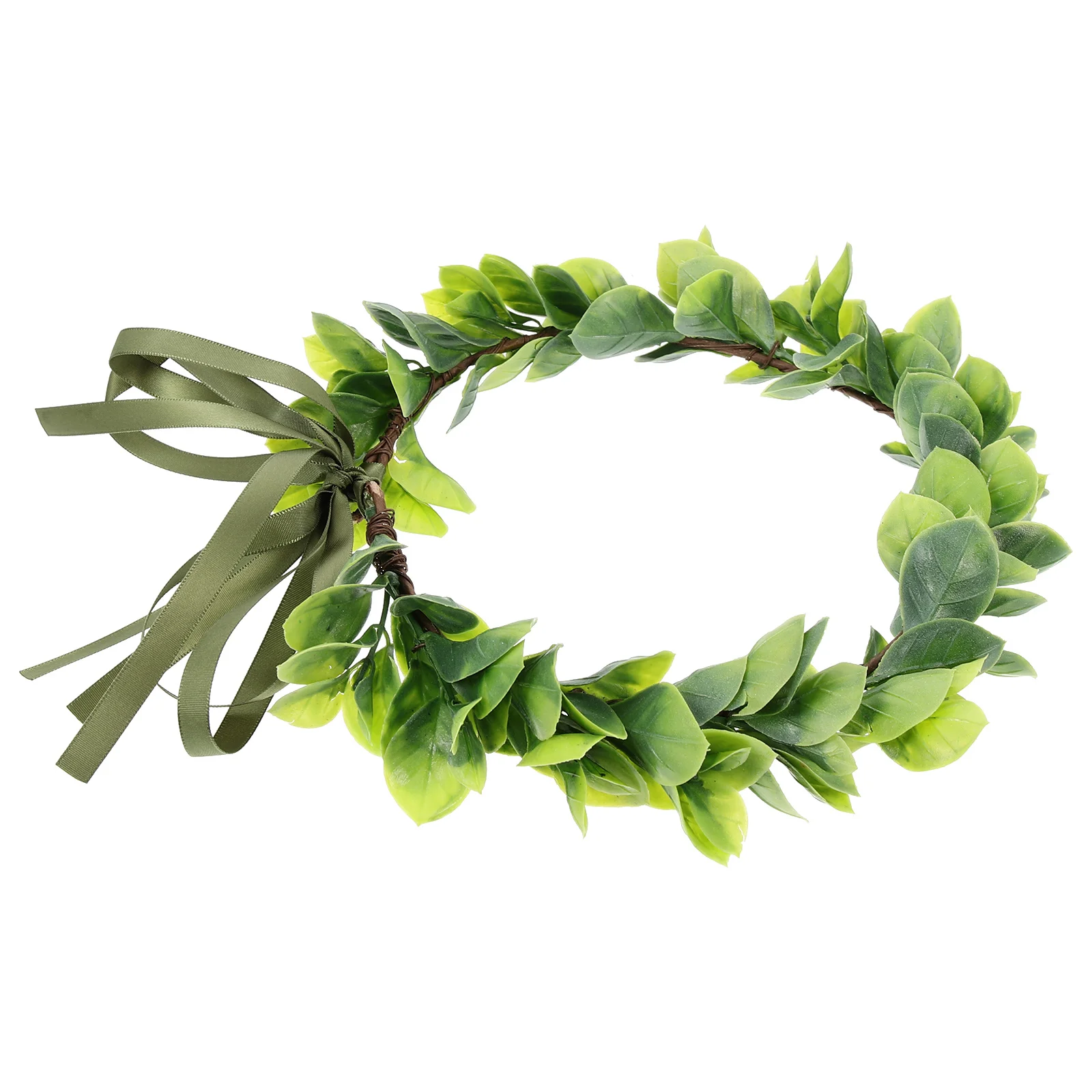 

Faux Green Leaves Wedding Headband Bride Garland Adjustable Lightweight Bridal Wreath Headdress Artificial Green Leaf Hair