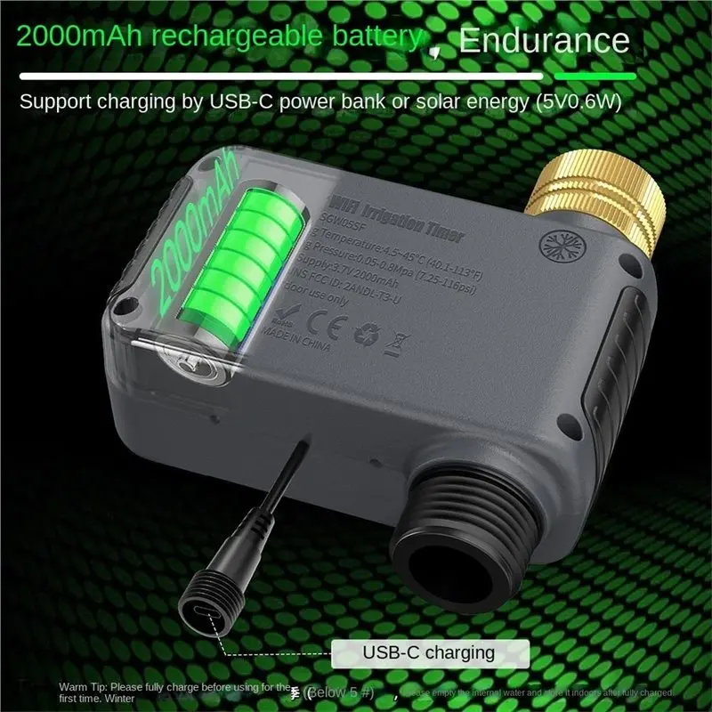 ABMR-Solar Powered Wifi Irrigation Timer Smart 2 Zone Timing Programmable Controller For Garden Sprinkler Systems, NPT Interface