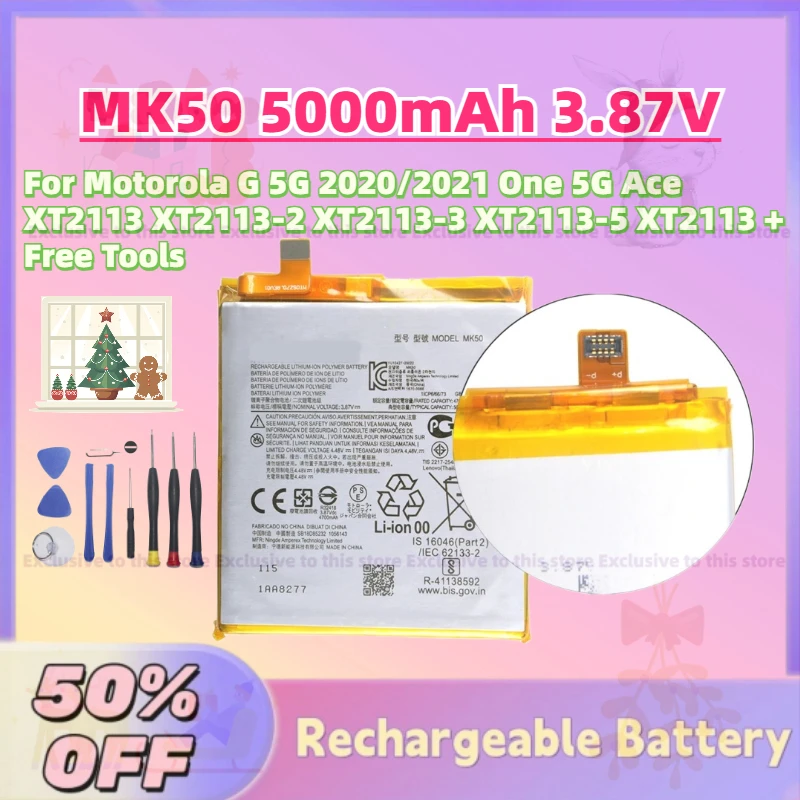 

Upgrade MK50 5000mAh 3.87V Battery for Motorola G 5G 2020/2021 One 5G Ace XT2113 XT2113-2 XT2113-3 XT2113-5 XT2113 + Free Tools