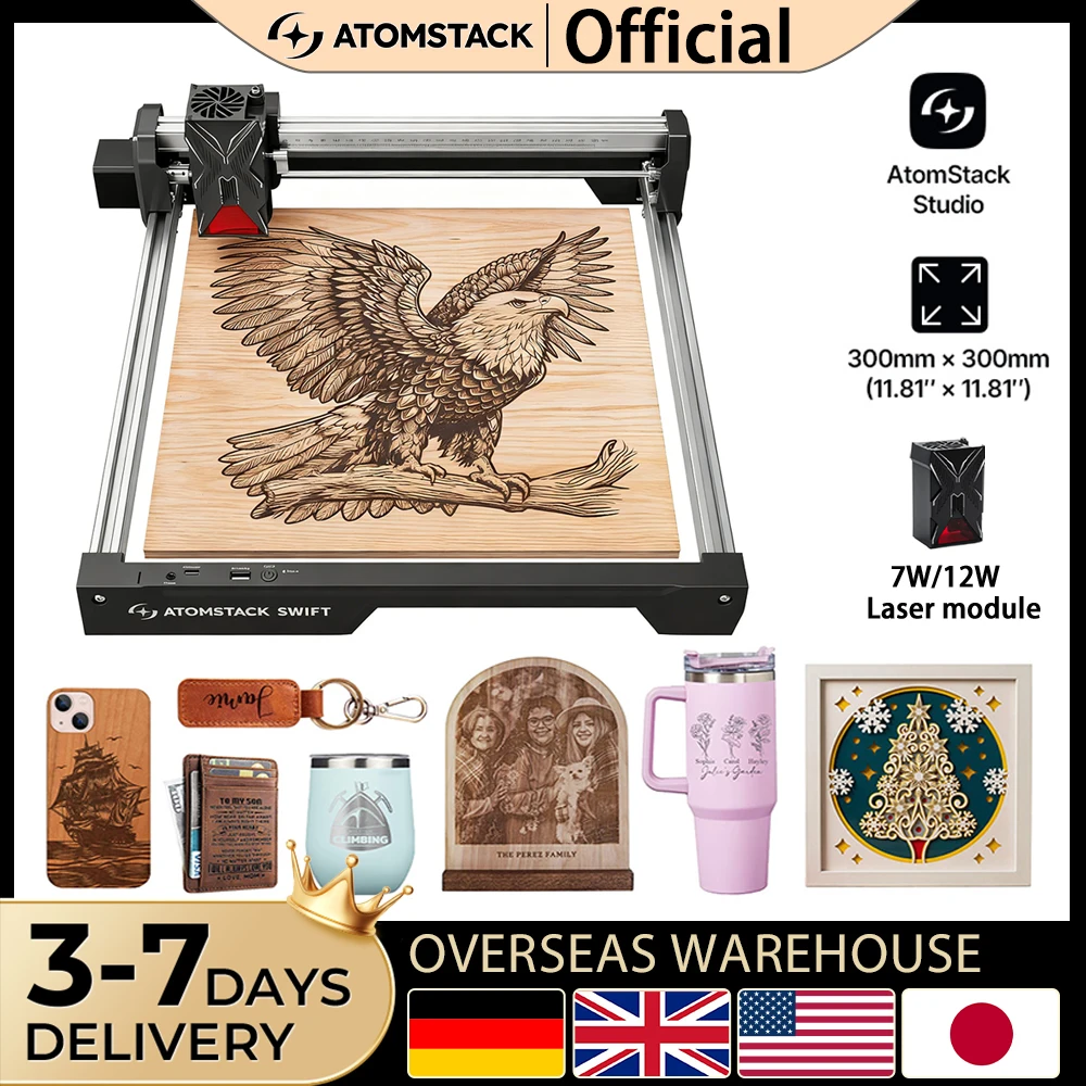 

300x300mm Laser Engraving Machine CNC Highly Accurate App Control Laser Cutter And Engraver For Dog Tag Leather Metal Wood DIY