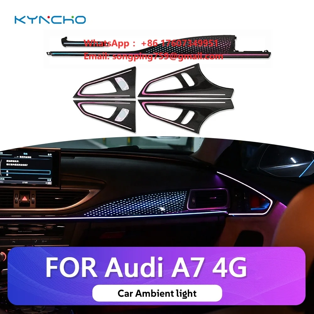 KYNCHO for Audi A7 4G LED Car Ambient Light Car 12v Auto Interior Lighting Symphony 64 Colors Light Auto Interior Lighting