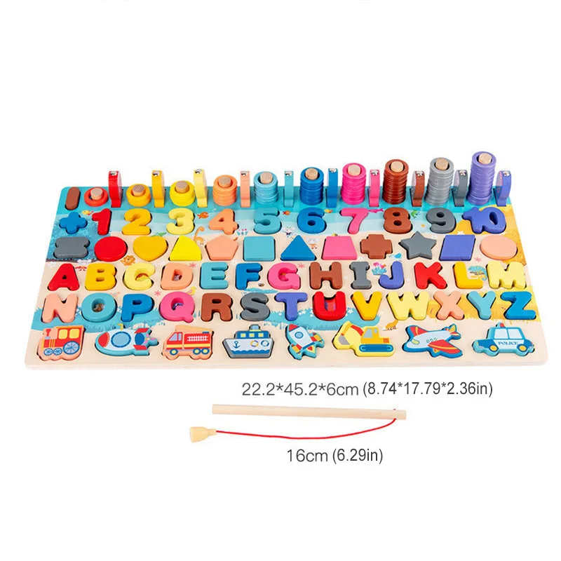 Juguetes educativos de madera, juego de mesa, rompecabezas de matemáticas, bloques de Color, aprendizaje para niños pequeños