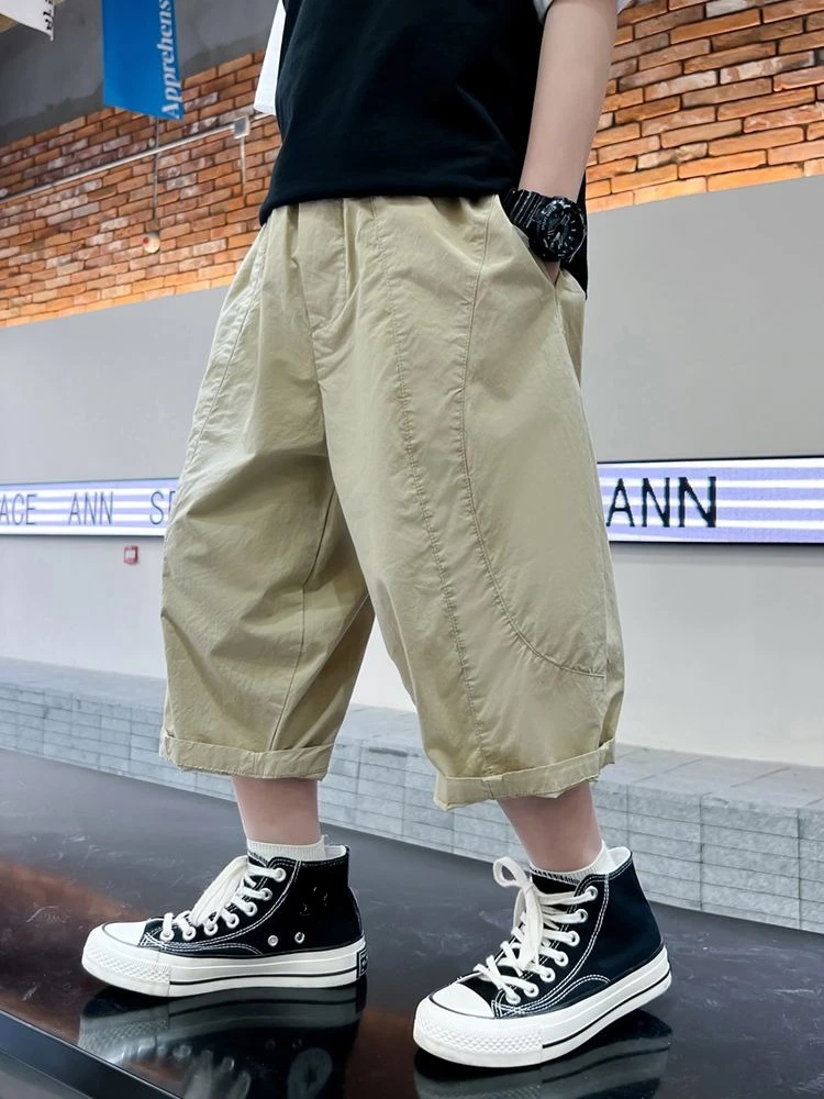 Boys Summer Thin Pants Kids Loose Casual 3/4 Capri Trousers Cool Fashion Trendy Clothing  137