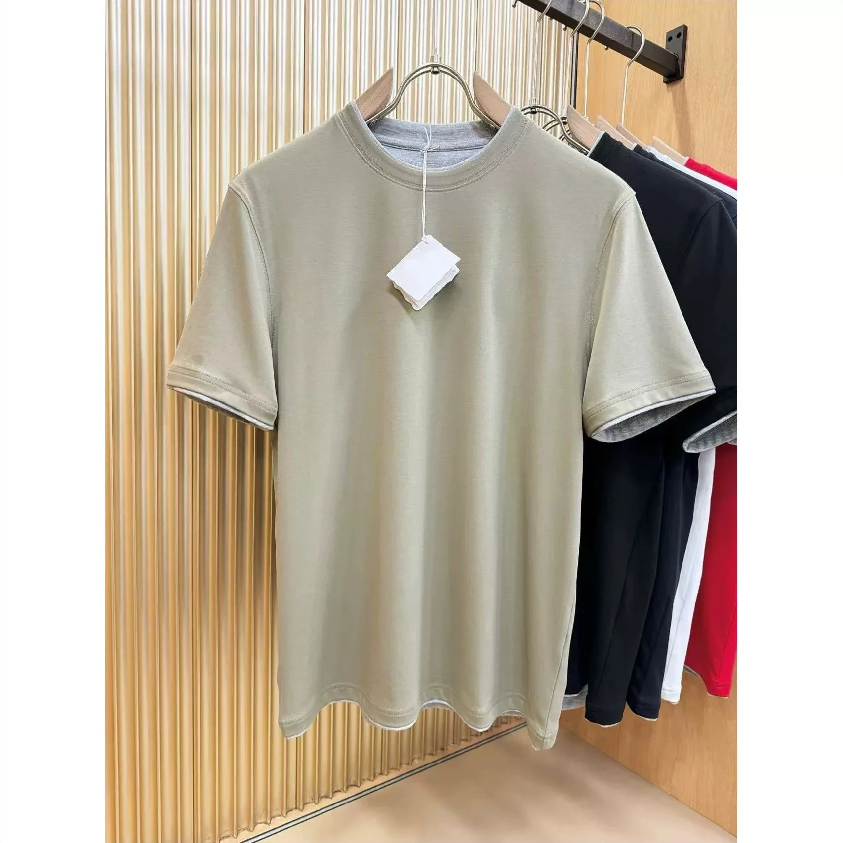 Italy BC 26ss old money wind round neck half sleeve casual embroidery solid color short sleeve T-shirt