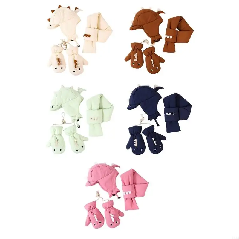 

Q81A 3Pcs Set Down Cotton Warm Hat Windproof Cold Proof Ear Protections Scarf Gloves