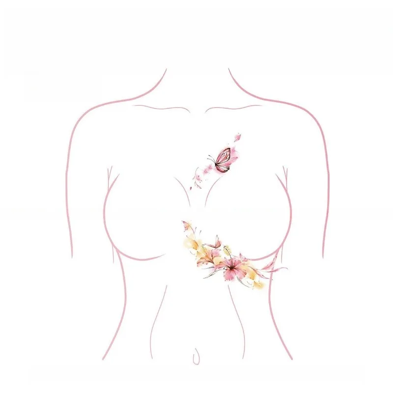 

Butterfly Flower Tattoo Romantic Hibiscus Temporary Tattoos for Woman Fake Tattoo Collarbone Chest Leg Hip Art Floral Sticker