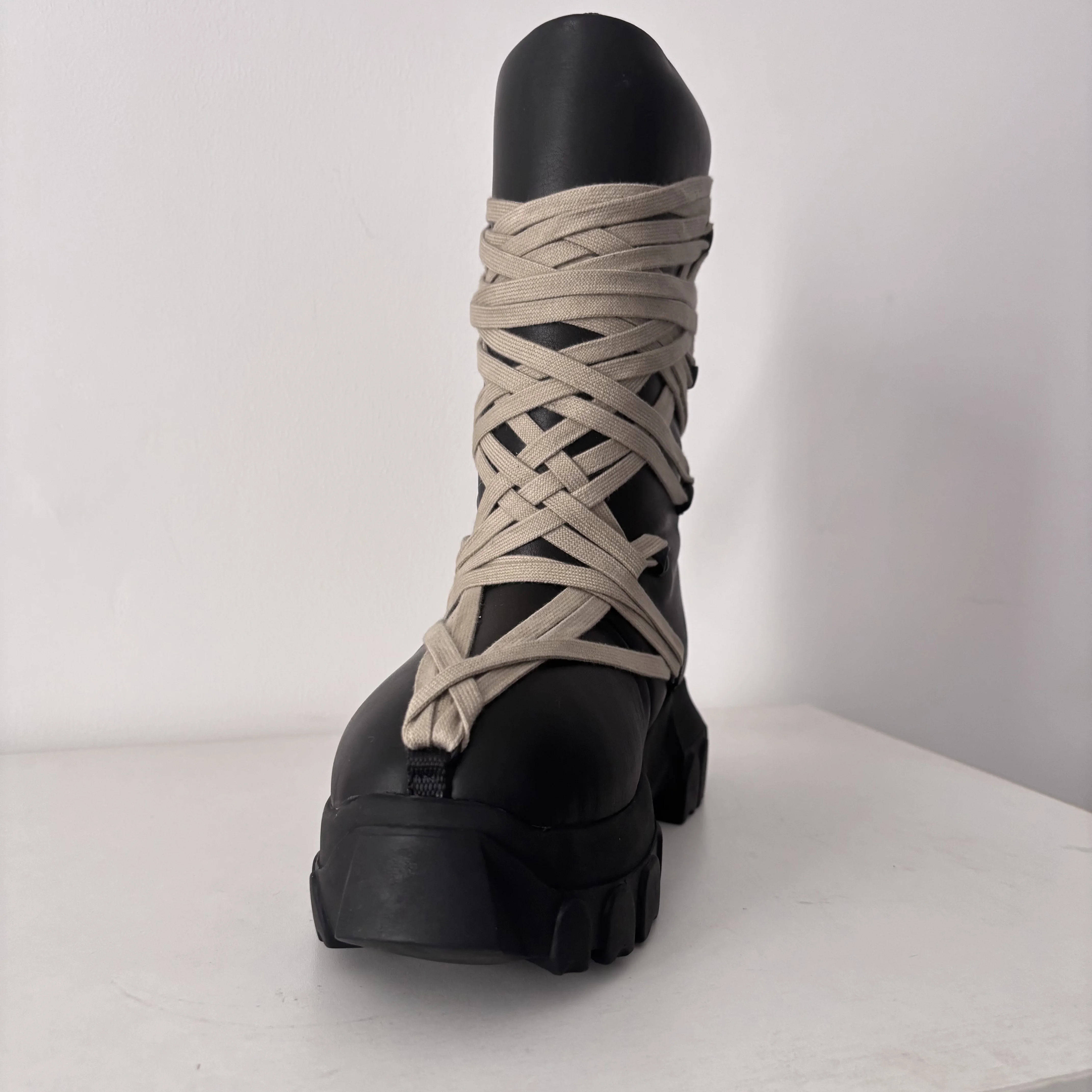Brand Men Boots Genuine Leather Cross-tied Warm Snow Boots For Men Platform Increase Owen Vintage Luxury Designer Shoes