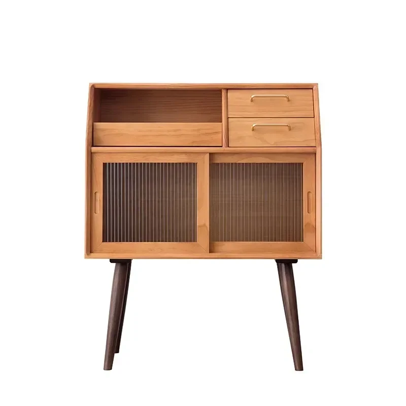 Nordic pure solid wood dining side cabinet modern simple tea cabinet living room locker against the wall household Japanese