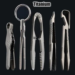 TC4 Titanium steel tweezers, Multifunctions with Bags, CNC Machining Clips, Keychain Tool Pinger, EDC Outdoor Gadget, Novo, 2024 9 Main Sales Machining - №4