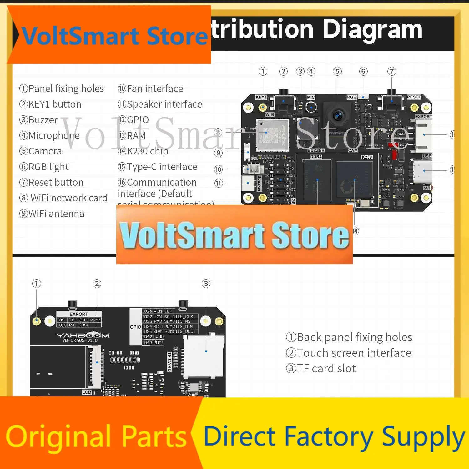 VoltSYahboom K230 AI Visual Recognition Module With 2.4-inch HD Touch Screen 6TOPS Equivalent Computing Power For DIY Smart Robo