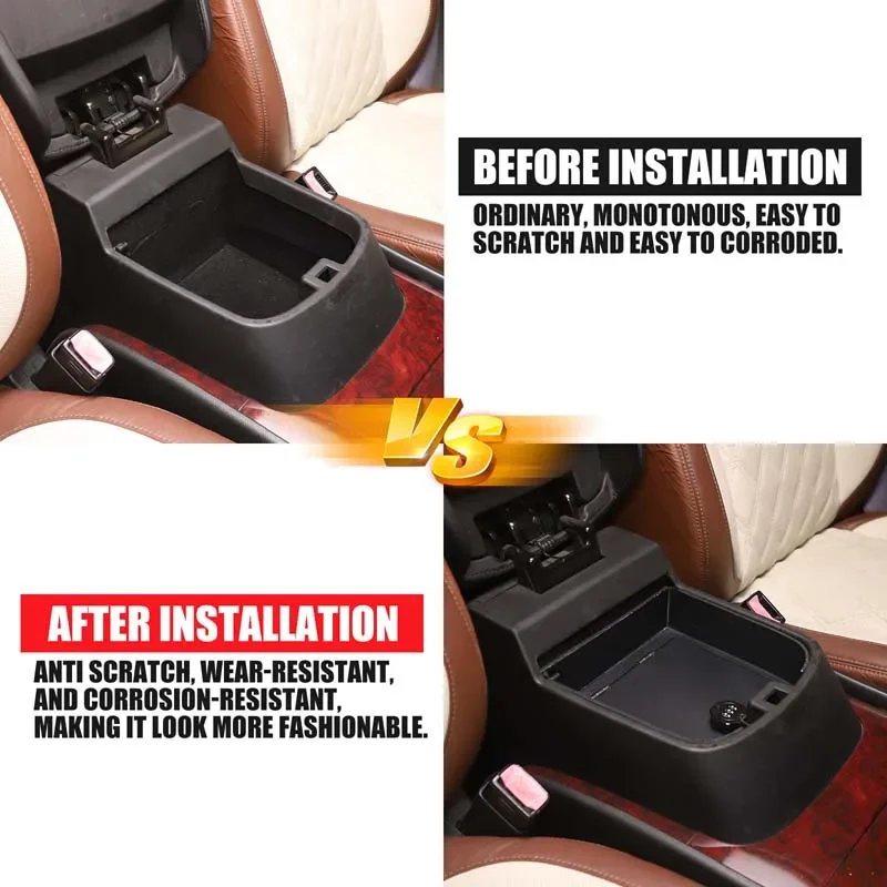 For Cadillac Escalade 2007-2014 Aluminum alloy Black Car Armrest Storage Privacy Password Lock Security Safe Box Car Accessories