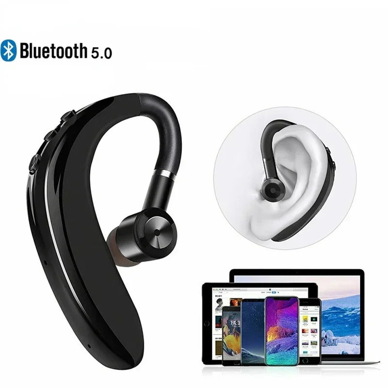 New Wireless Bluetooth Earphones Single Ear Hook Business Stereo Headphones Headset Handsfree Sports Earbud With Microphone