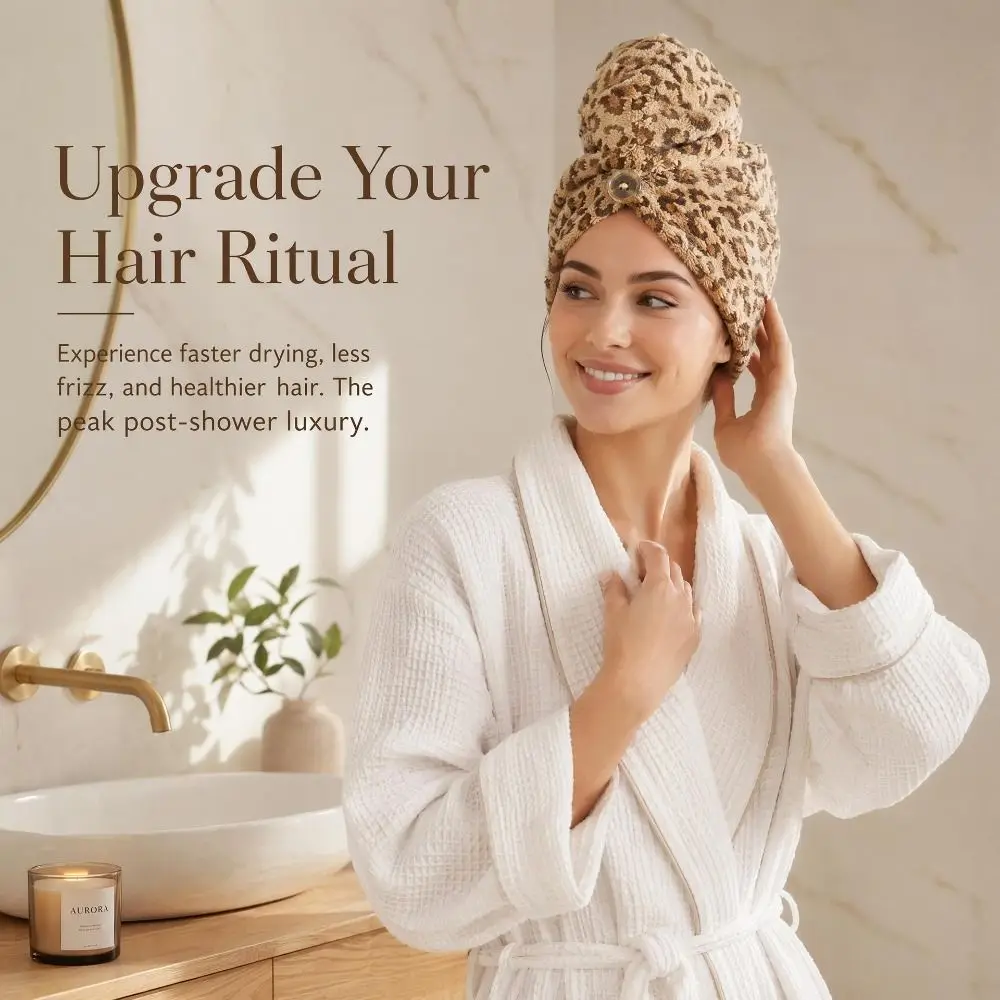 New Leopard Print Dry Hair Caps Absorbent Soft Shower Cap Microfiber Quick-Drying Hair Drying Cap Hair