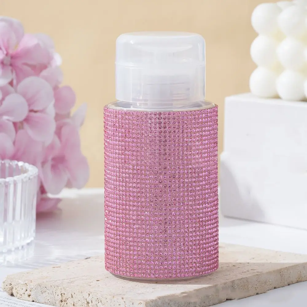 Sparkling Rhinestone Nail Refillable Bottles 200ml Creative Refillable Liquid Dispenser Luxury Rhinestone