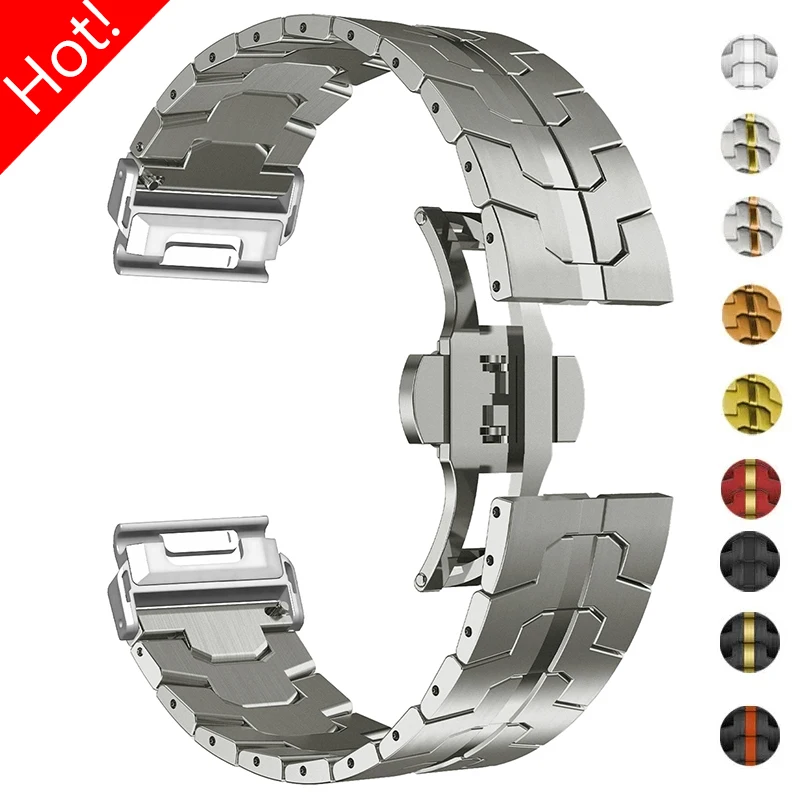 Quick Stainless Steel Strap for Garmin Watch Fenix 5/5X/5XPlus/6/6X/6XPro/7x 26mm 22mm Titanium Color Metal Band Forerunner 945