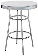 Round Pub Table in White and Chrome