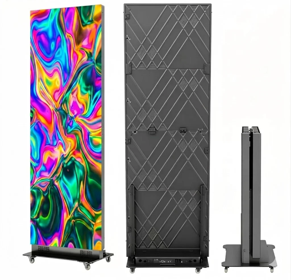 

P2 GOB Foldable Ultra-slim Wireless Portable Double Sided Digital LED Poster Display Screen HDR10 600CD Brightness For Indoor