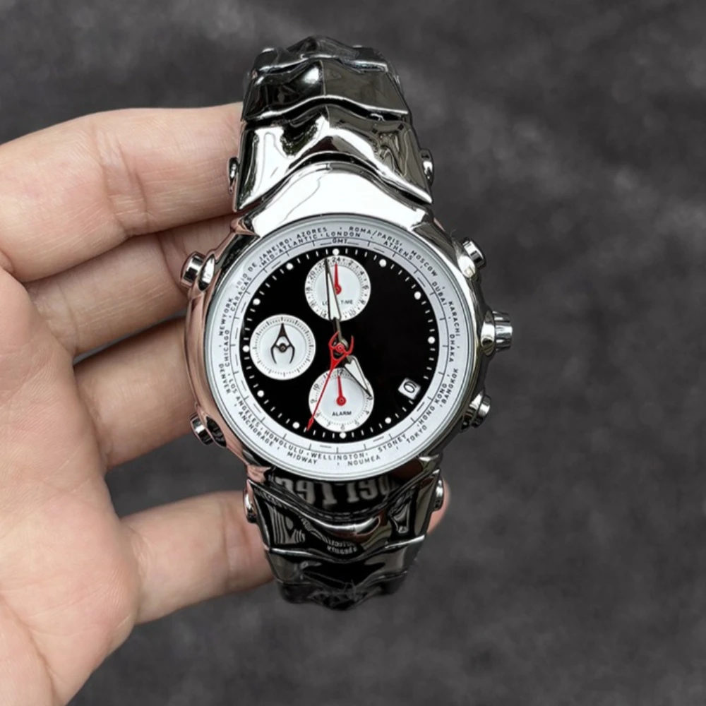 Creative Six Needles Dial Quartz Watch Mens Y2k Special Blade Alien Shape Multifunctional Fashion Unique Steel Men Watch Clock