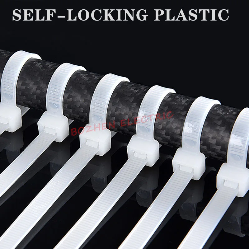 Self-locking plastic nylon cable tie 100 pieces White 5x250 cable tie fastening ring 3x200 industrial cable tie cable tie set